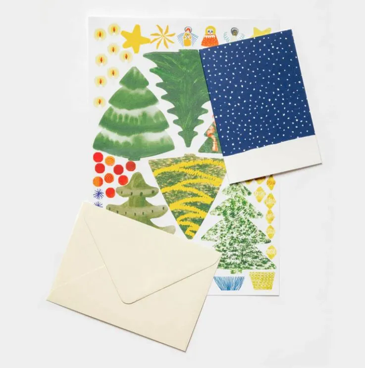 Make Your Own Christmas Cards Set - Christmas Tree