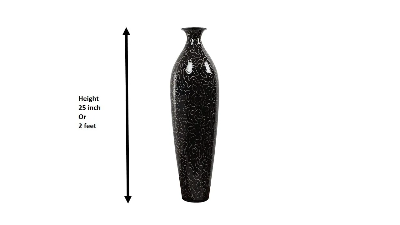 Micasa Unbreakable Flower Vase Metallic for Home and Décor Handmade Flower vase 2 feet height (25 inch) Black -Gold kadhayi Print