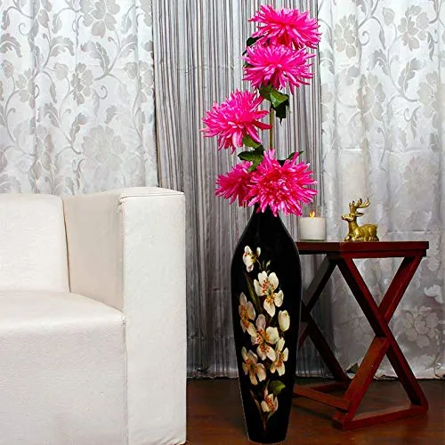 Micasa Unbreakable Flower Vase Metallic for Home and Decor Handmade Flower vase (25 inch) Black-white Lily