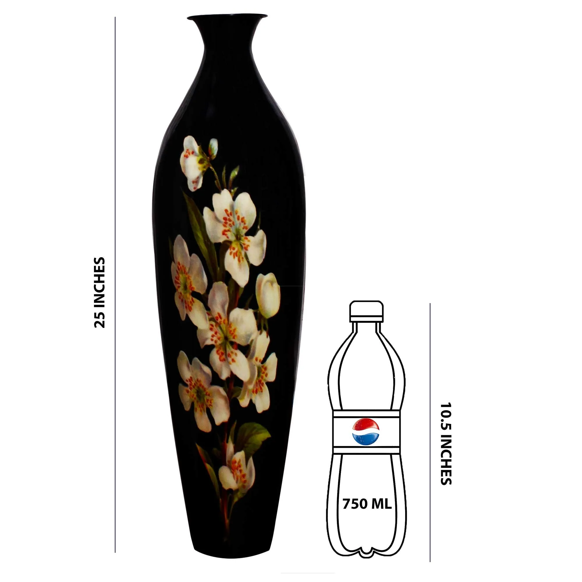 Micasa Unbreakable Flower Vase Metallic for Home and Decor Handmade Flower vase (25 inch) Black-white Lily