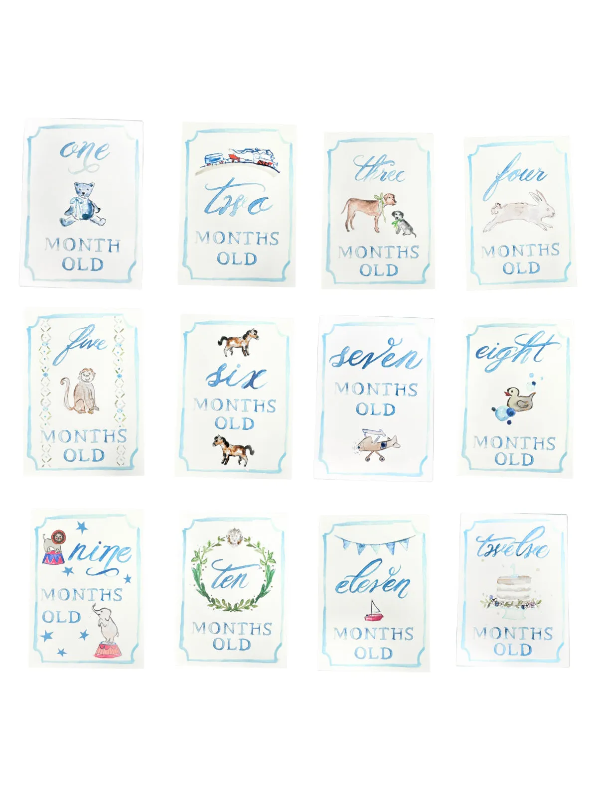 Monthly Milestone Card Set - Blue