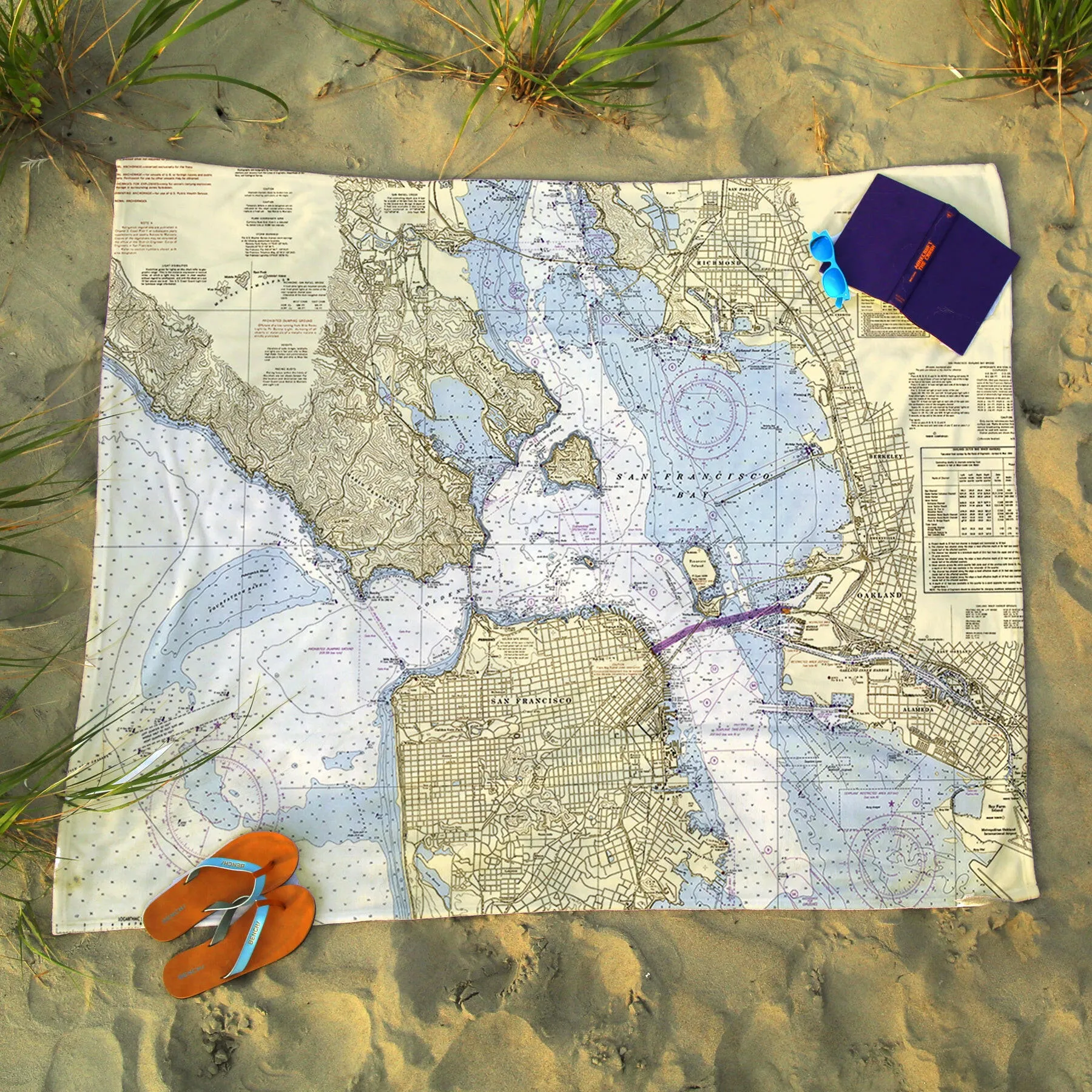 Nautical Chart Blankets, California Coastal Maps