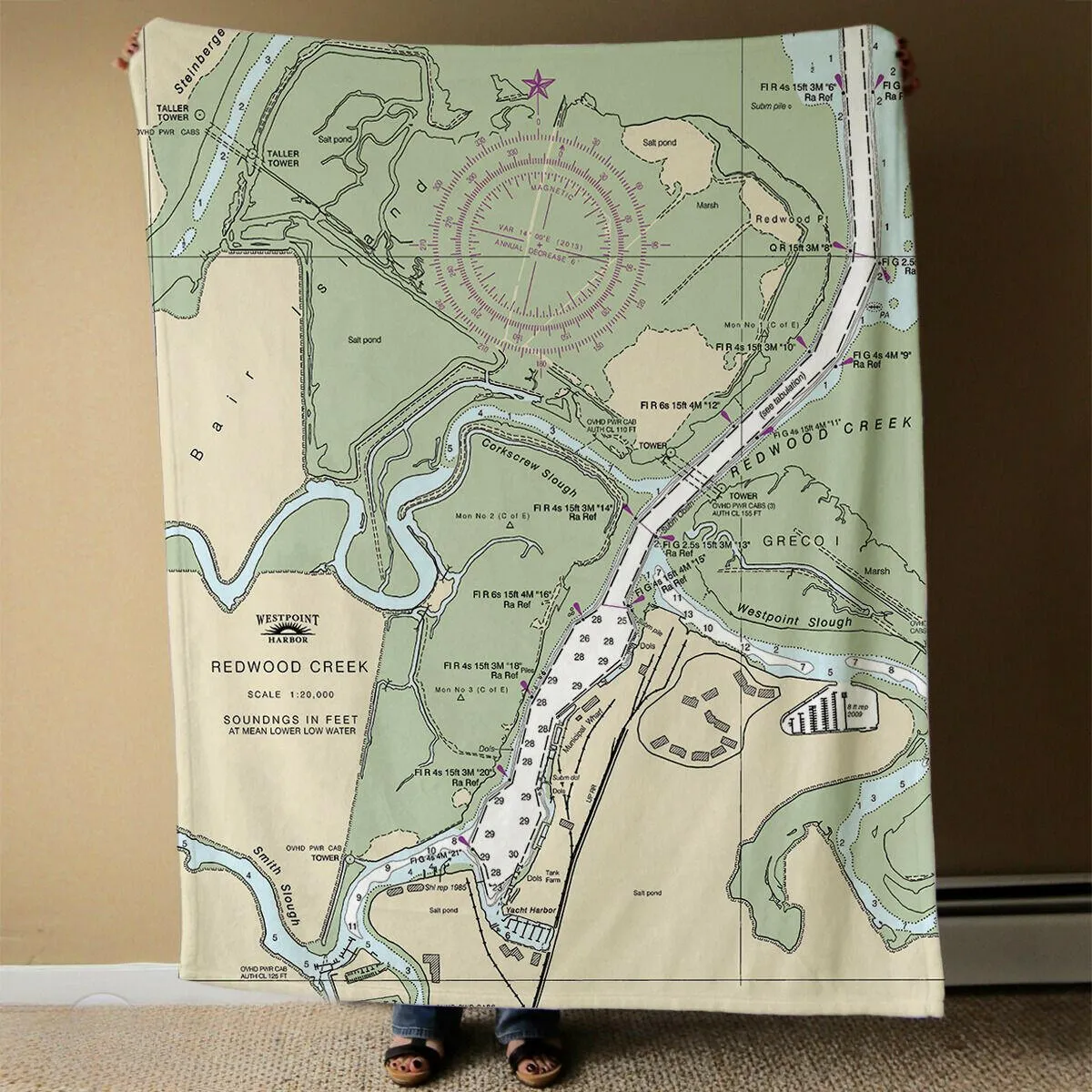 Nautical Chart Blankets, California Coastal Maps