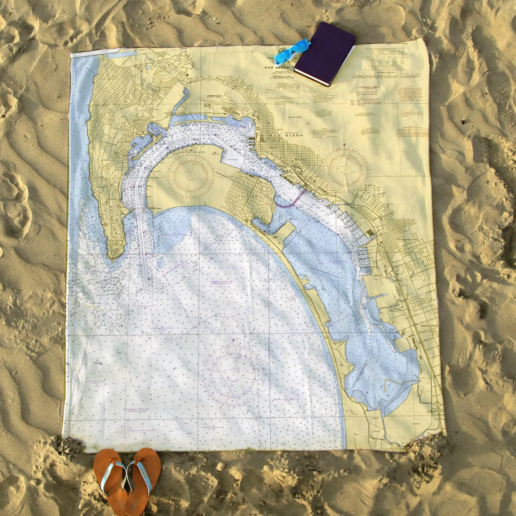 Nautical Chart Blankets, California Coastal Maps