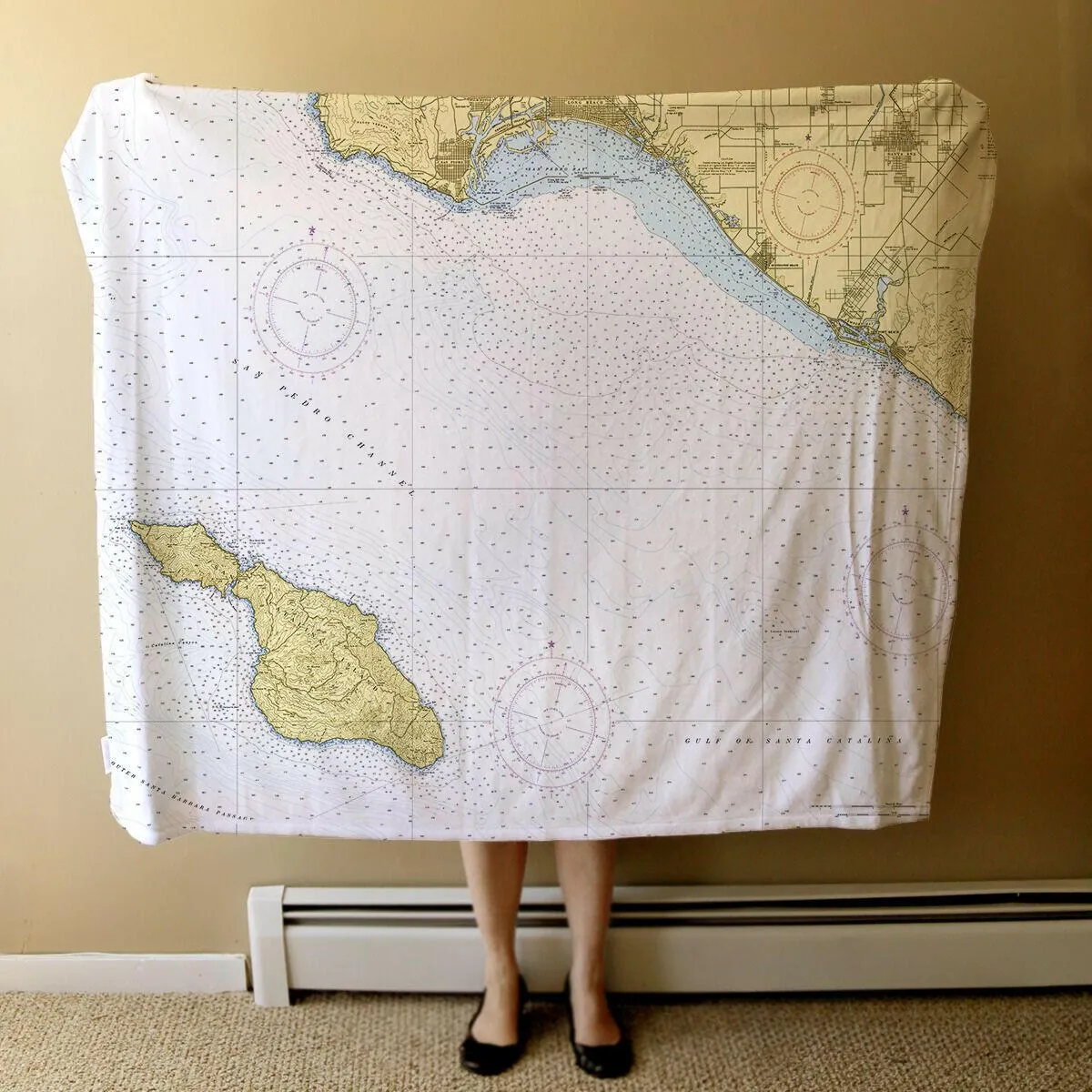 Nautical Chart Blankets, California Coastal Maps