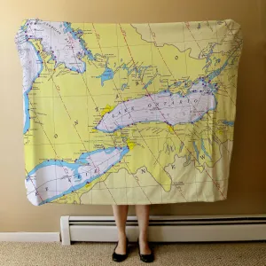 Nautical Chart Blankets, Great Lakes Coastal Maps