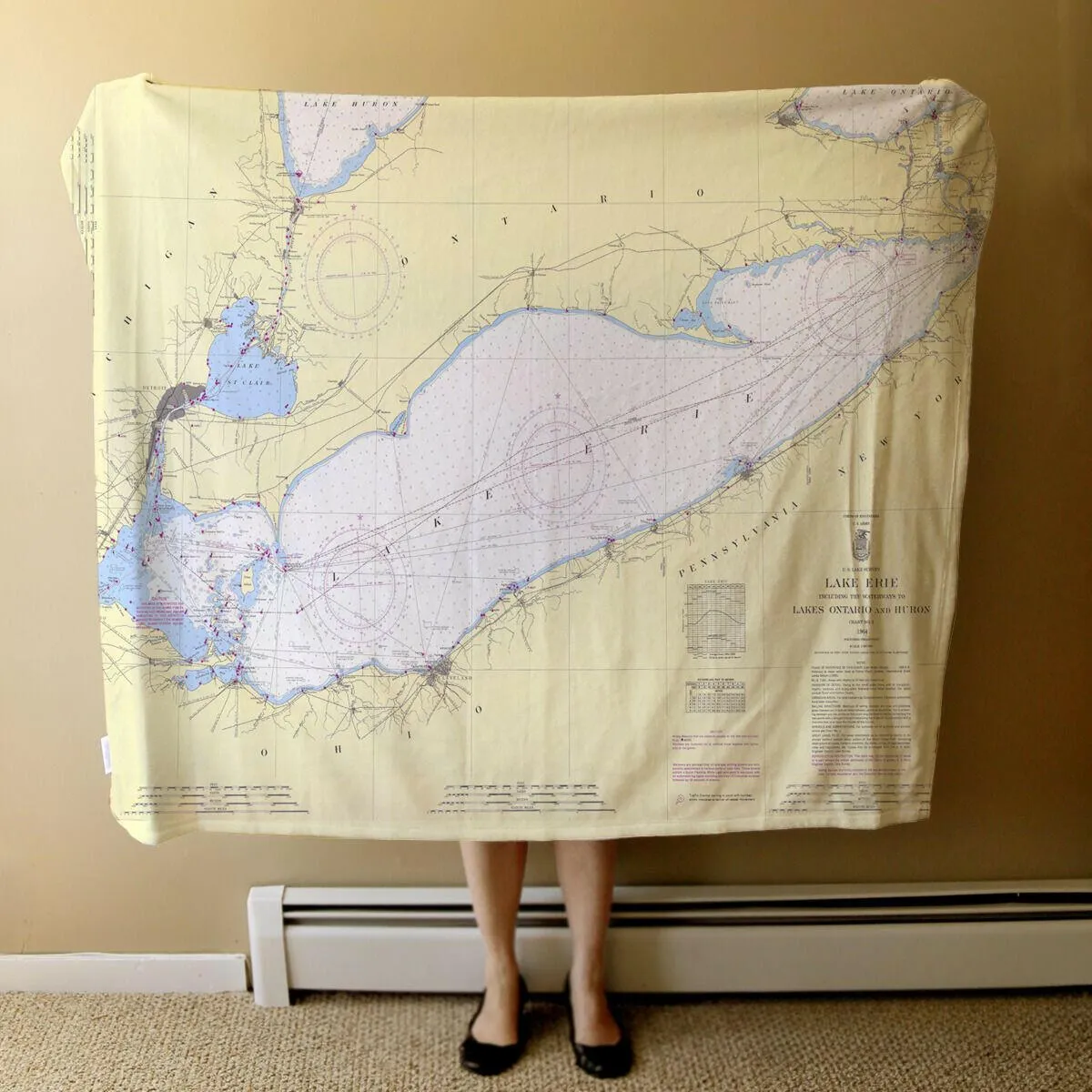 Nautical Chart Blankets, Great Lakes Coastal Maps