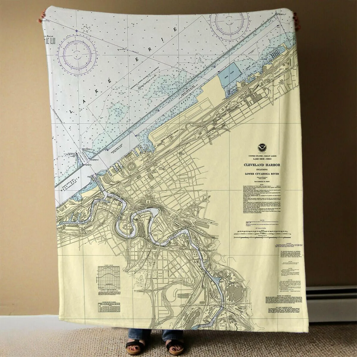 Nautical Chart Blankets, Ohio Coastal Maps