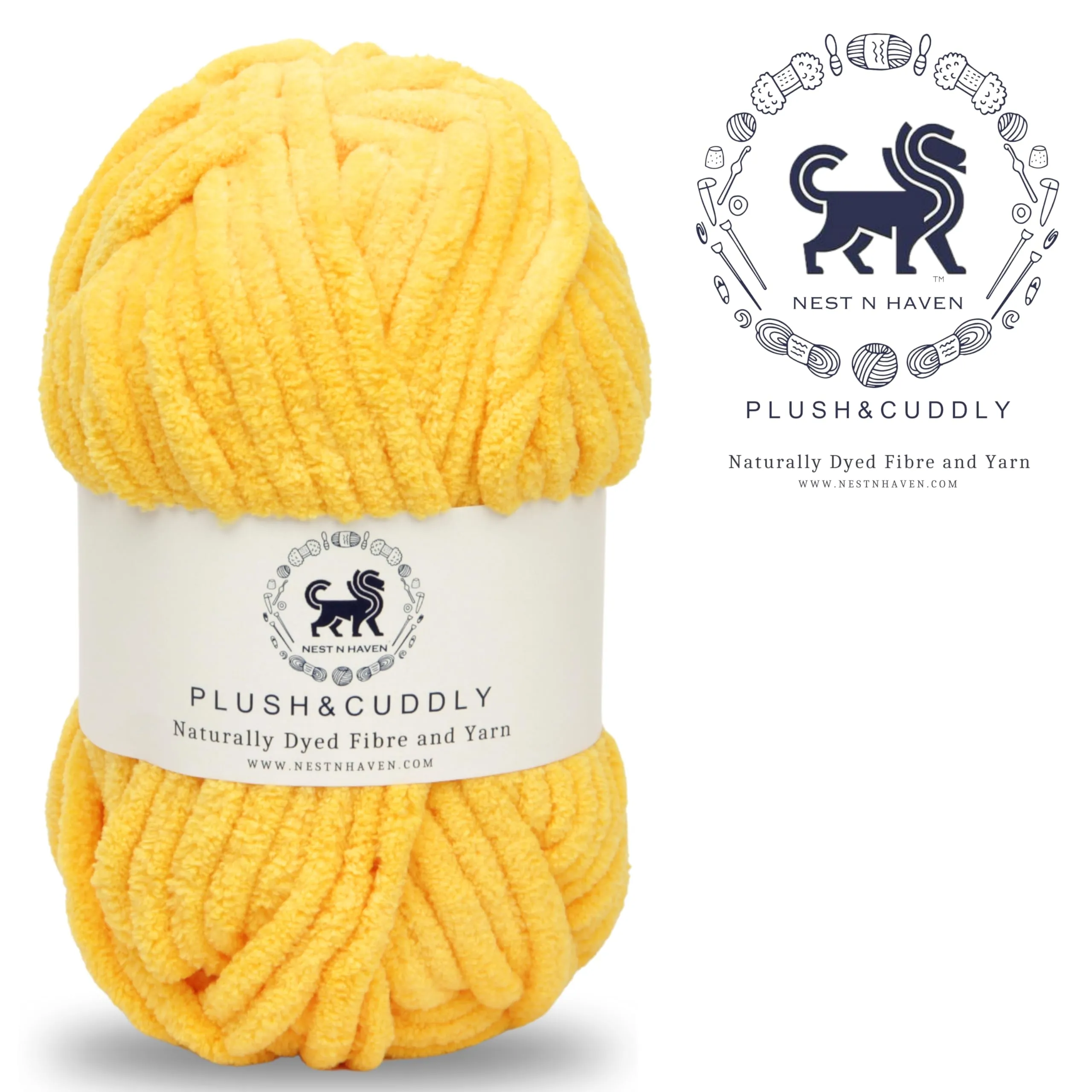 NESTNHAVEN, Wool, Plush & Cuddly, Chenille Yarn Supersoft Hand Knitting Wool Ball, (1 Ball/100 Gram Each) Ball Suitable for Craft, Babywear, Baby Blankets, 5 Bulky, Shade no - NNHB060 (Yellow)