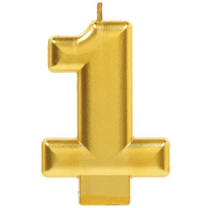 Number Candle 1 Metallic Gold