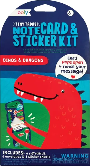 Ooly Tiny Tada! Note Cards & Sticker Set - Dinos & Dragons