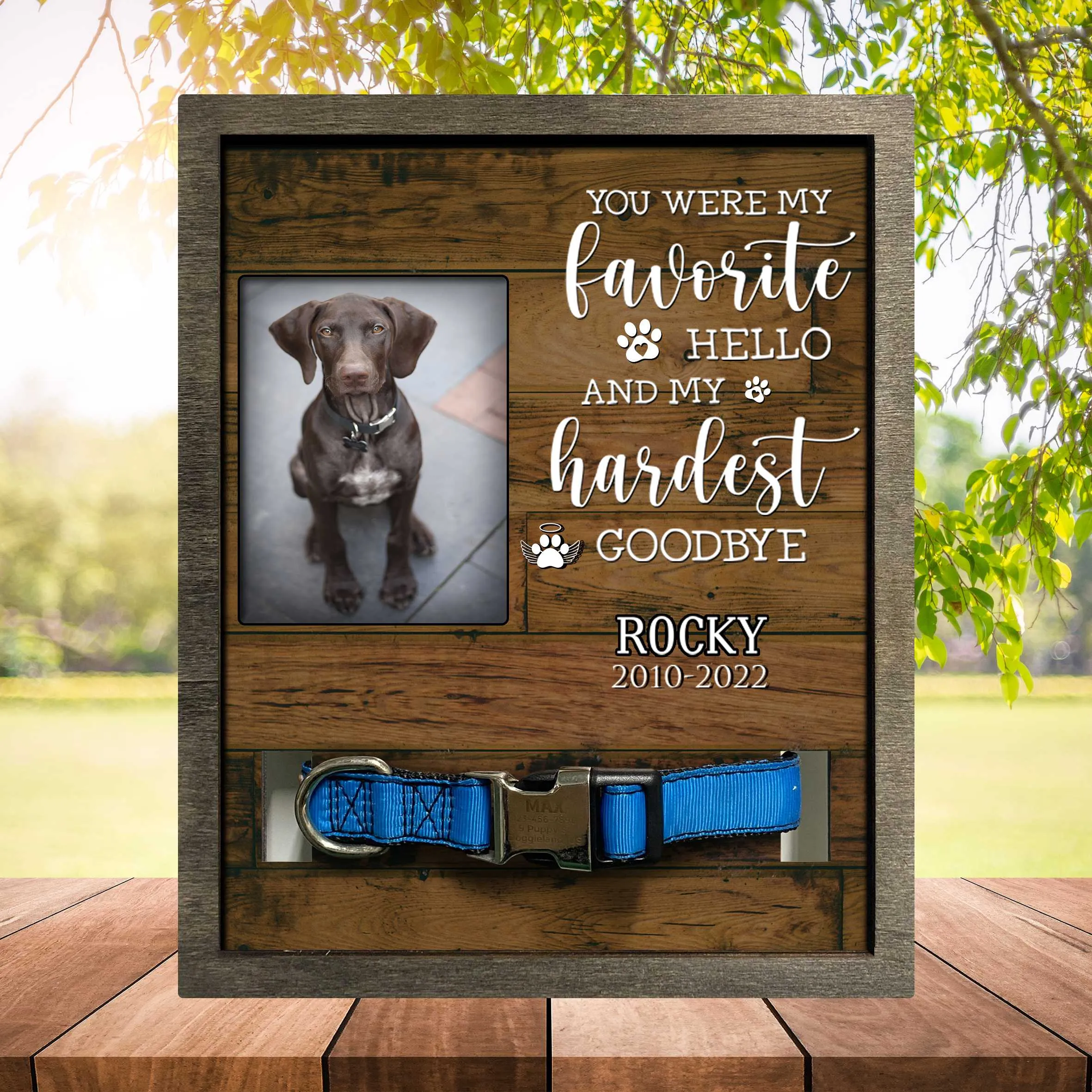 Pawprints Memorial Pet Tag Frame, Pawprints Left By You, Dog Memorial Gifts