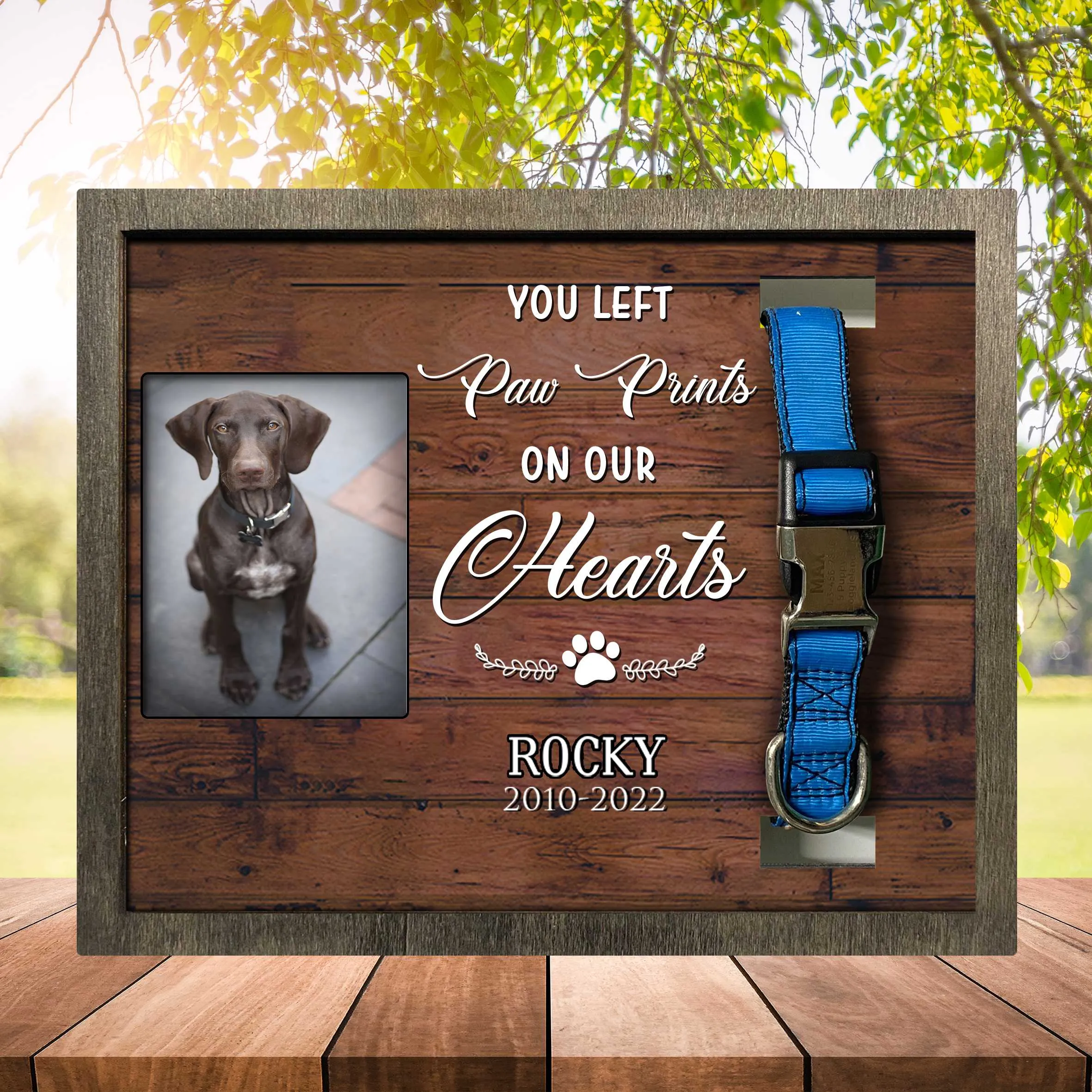 Pawprints Memorial Pet Tag Frame, Pawprints Left By You, Dog Memorial Gifts