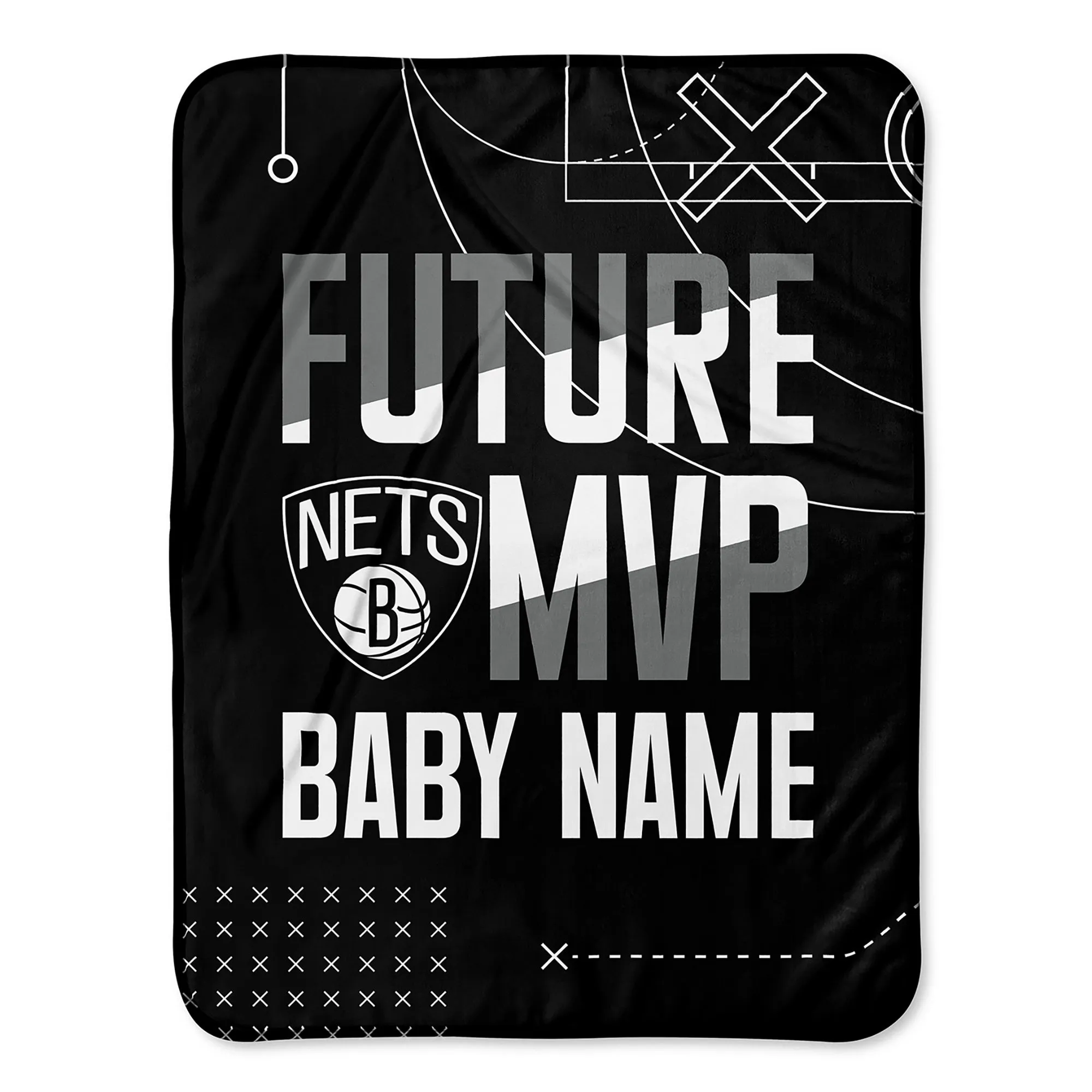 Personalized Brooklyn Nets MVP Baby Pixel Fleece Blanket