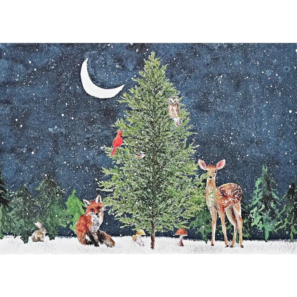 Peter Pauper Press Deluxe Holiday Boxed Cards 20pk - Moonlit Forest Friends