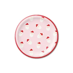 Pink Santa Plates, Set of 8 Whimsy Santa Paper Plate, 8 x 8 inches