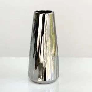 Poas Silver Ceramic Vase 14"