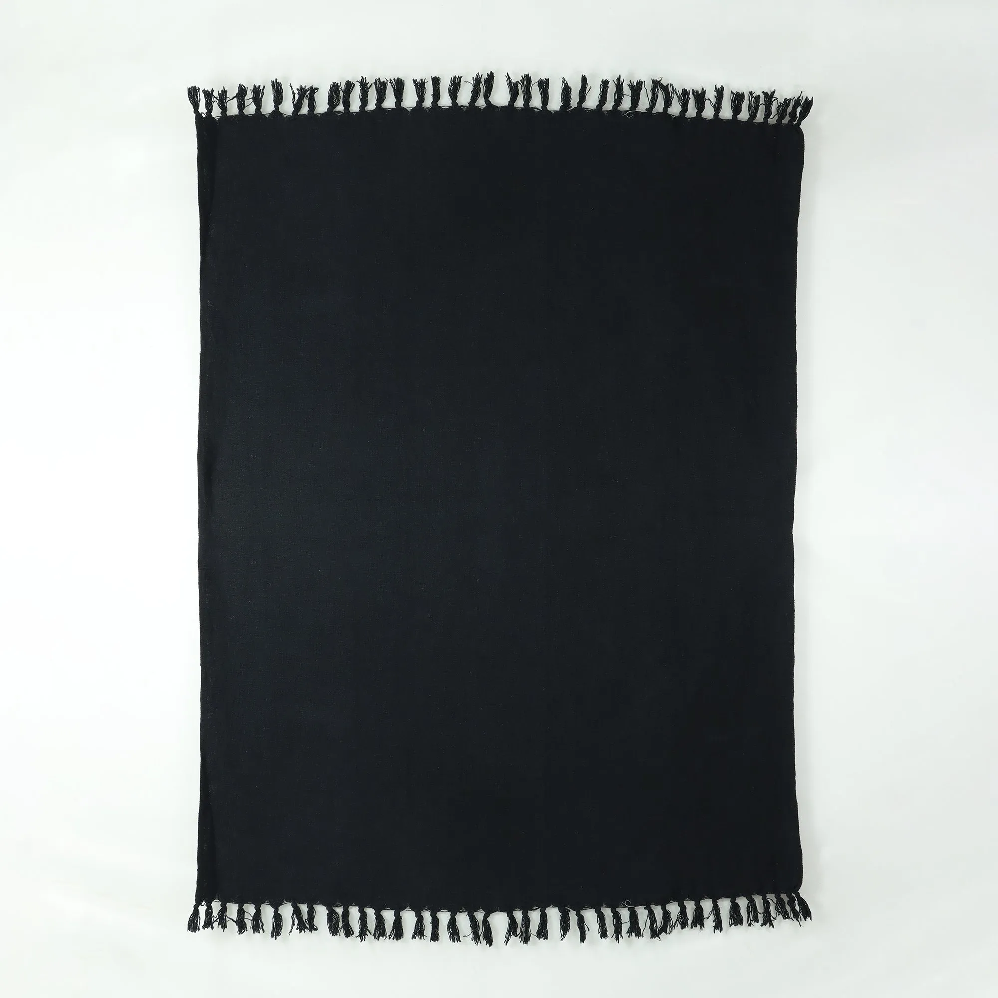 Premium Soft Black Cotton Solid Throw For Sofa