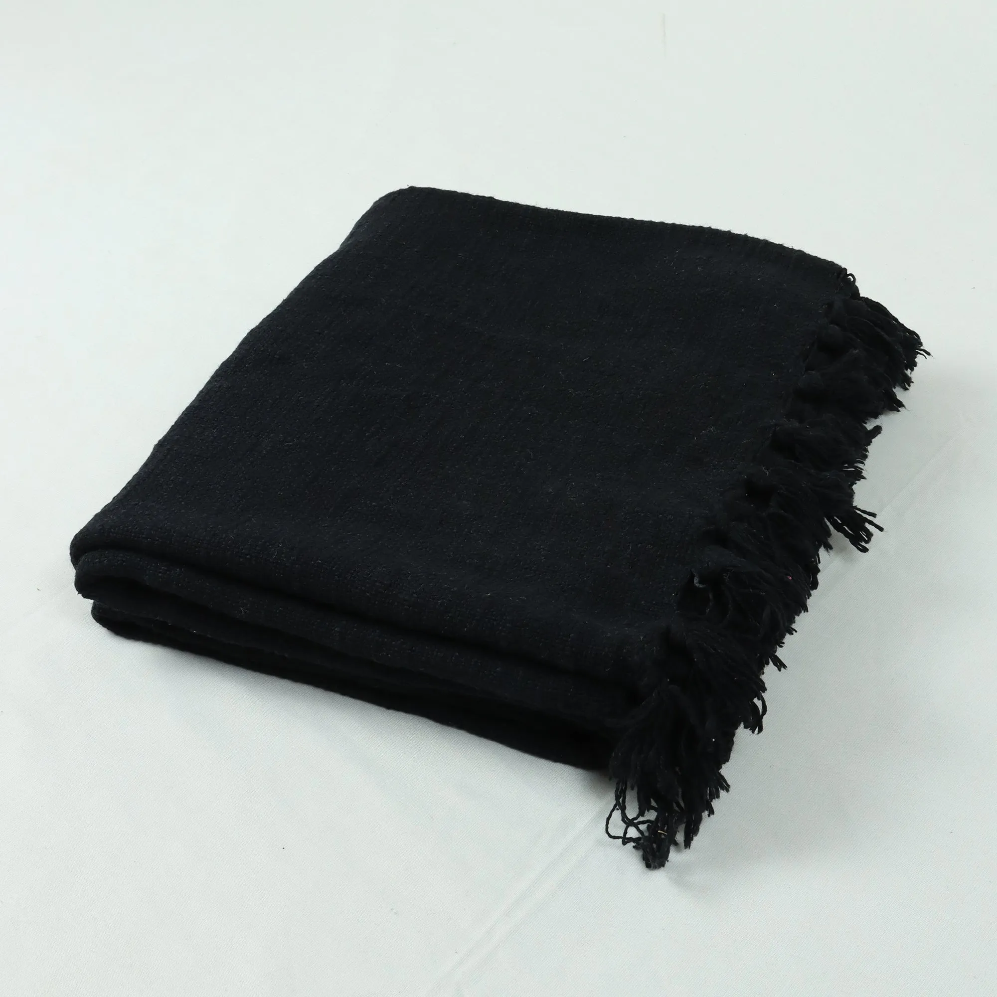 Premium Soft Black Cotton Solid Throw For Sofa