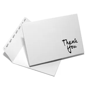 pretty. simple. cards. "Thank You Cards": 12 Cards on Crisp White Heavy Linen Cardstock and Self Sealing Envelopes (Professional Stationery, Note Cards, Wedding) (Black Script)