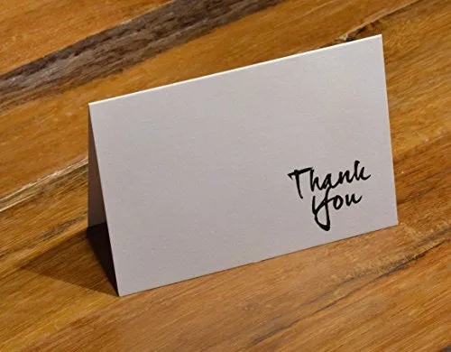 pretty. simple. cards. "Thank You Cards": 12 Cards on Crisp White Heavy Linen Cardstock and Self Sealing Envelopes (Professional Stationery, Note Cards, Wedding) (Black Script)