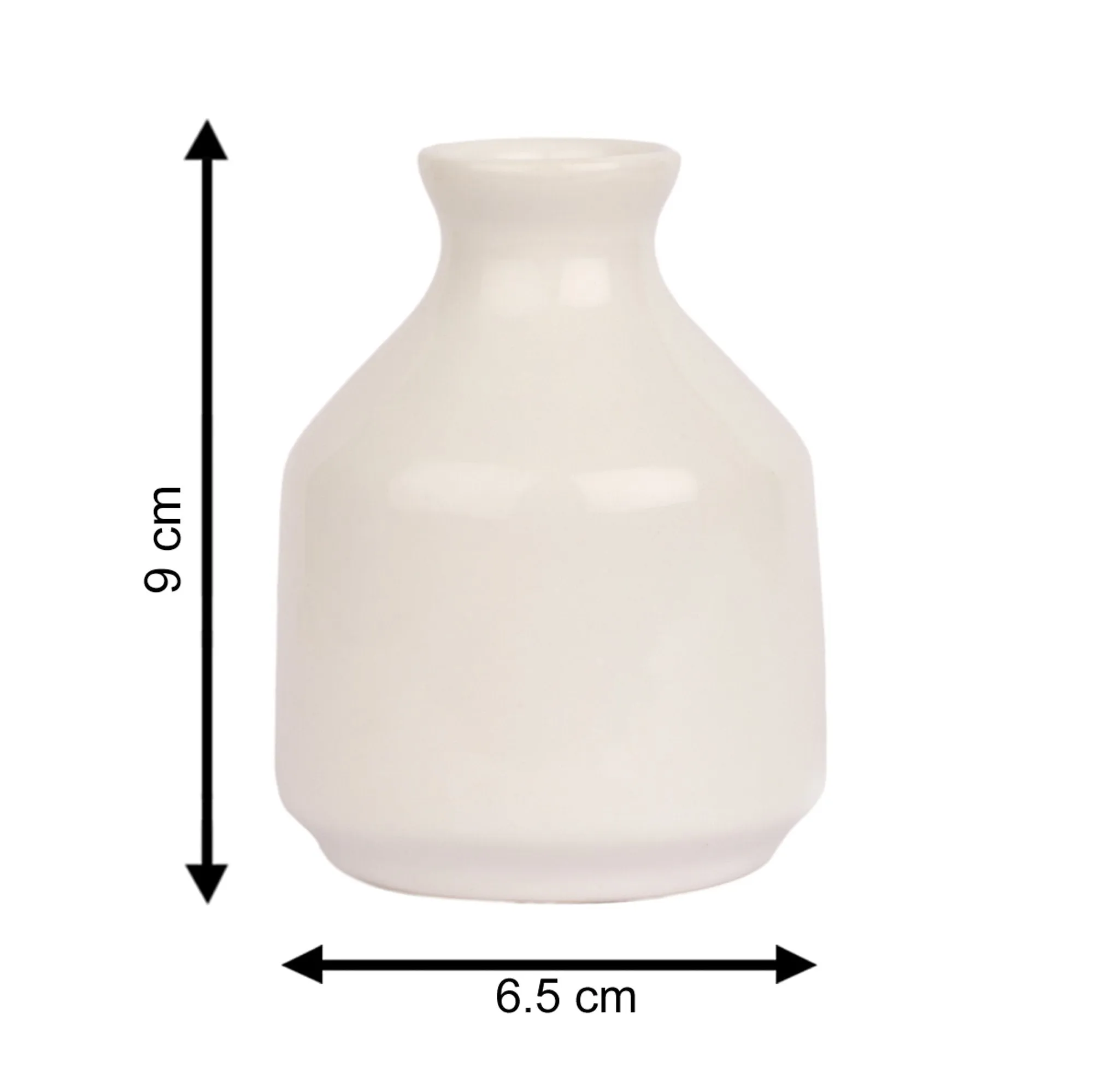 Pure Source India Porcelain Flower Vase Without Flowers, (Length 6.5 cm; Width -6.5 cm; Height - 9.5 cm, Off- White)