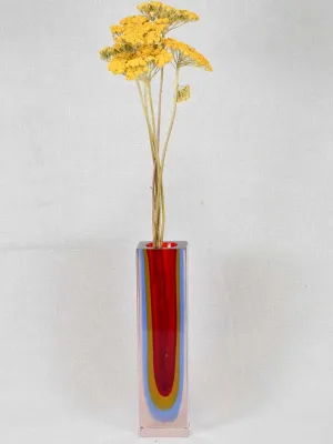 Red vintage glass vase 9¾"