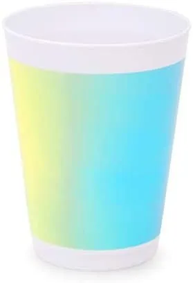 Reusable Plastic Tumbler Cups, Pastel Rainbow Party Supplies (16 oz, 16 Pack)