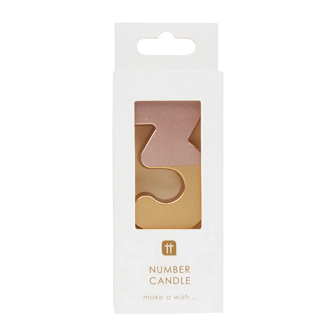 Rose Gold Dipped Number Candle - 3