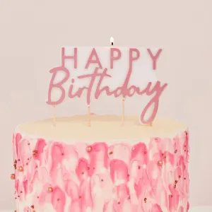 Rose Gold Happy Birthday Candle