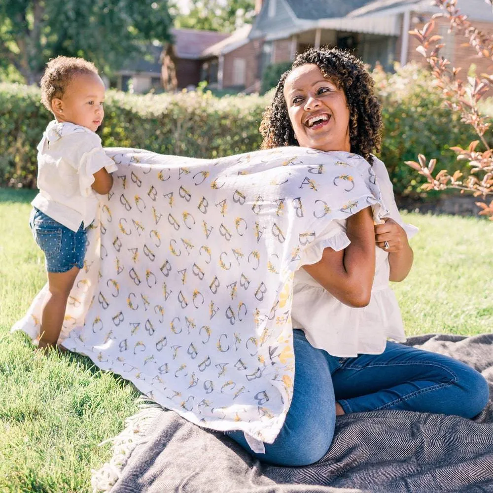 Royal Garden   Floral Alphabet Oh So Soft Snuggle Blanket