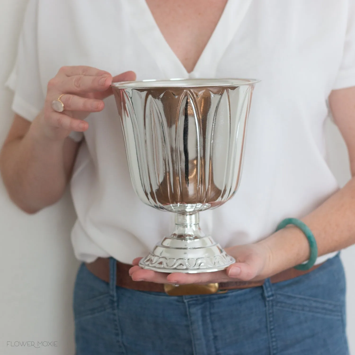 Silver Plastic Decorative Urn