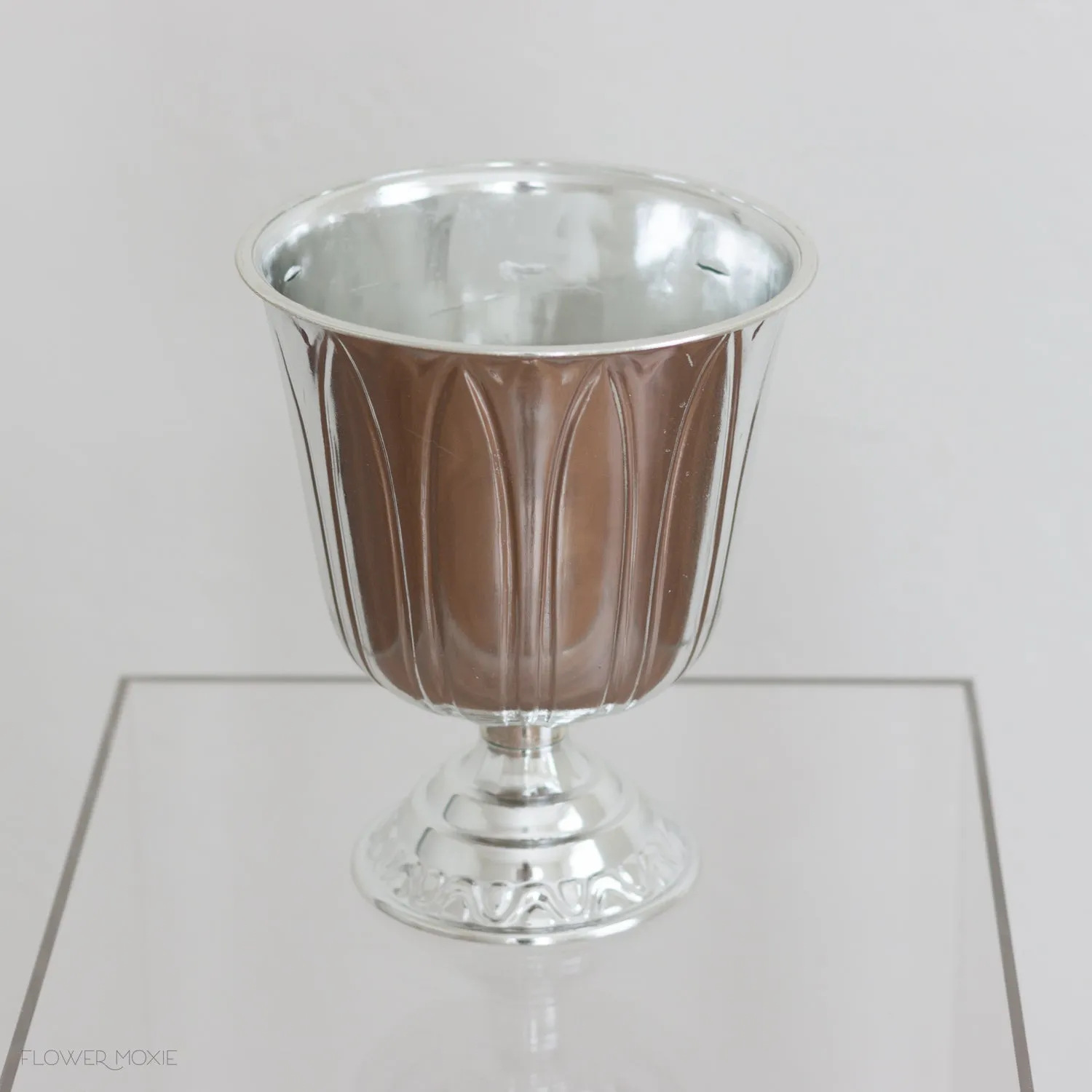 Silver Plastic Decorative Urn