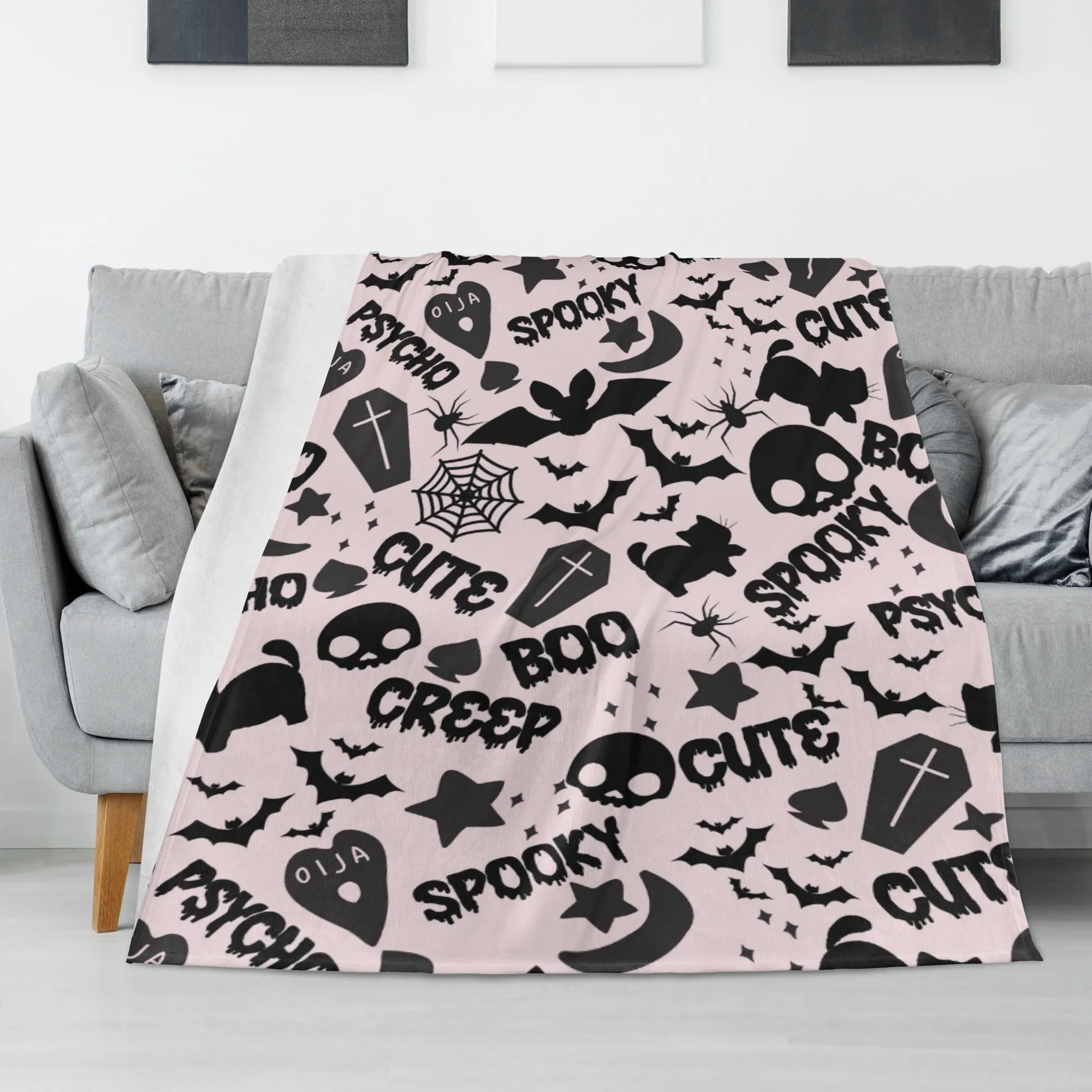 Stay Warm and Stylish: Flannel Blankets-Dark Academia Gothic style- Halloween themed Spooky Boo cozy blanket