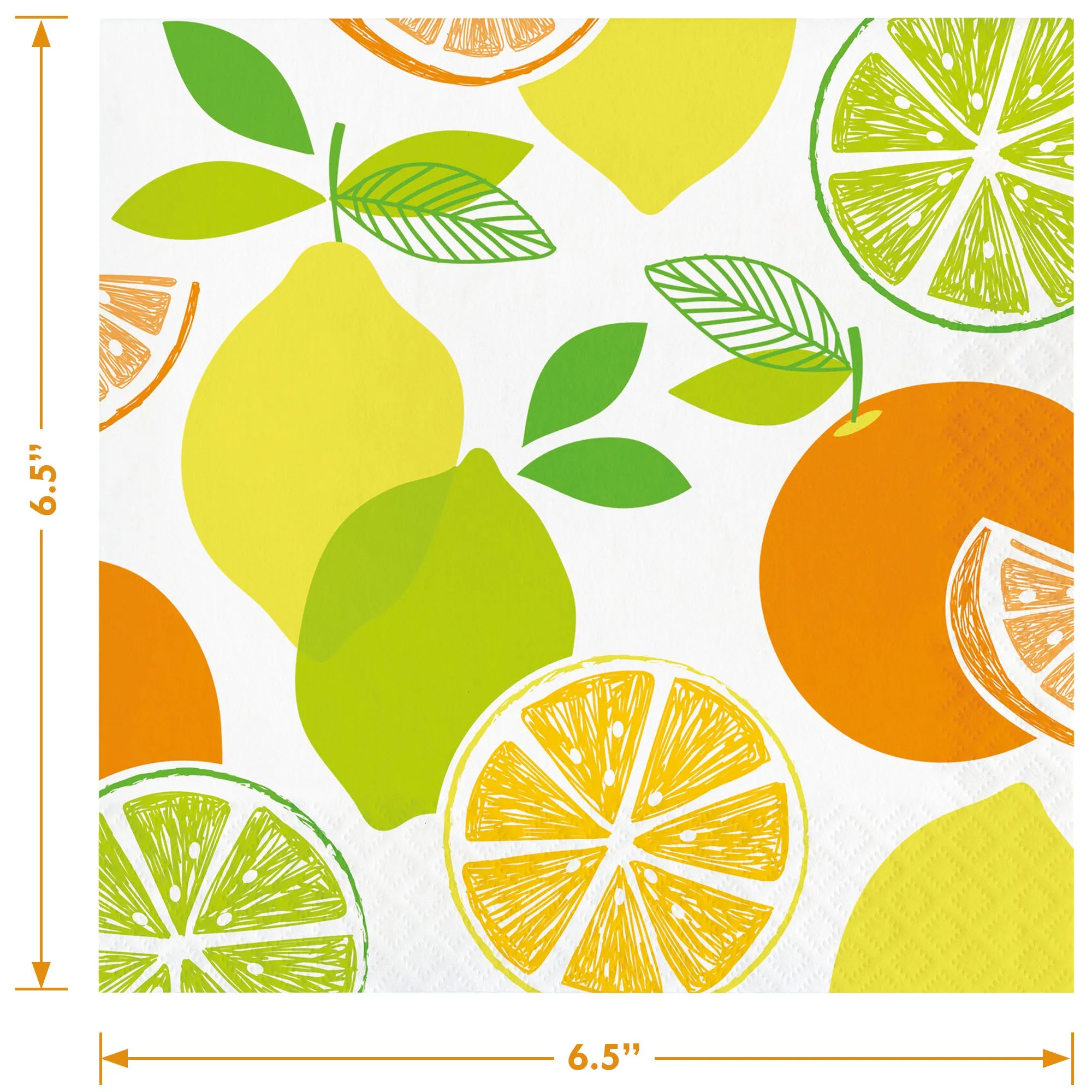 Summer Citrus Party Supplies - Lemon, Orange, and Lime Paper Dinner Plates, Lunch Napkins, and Forks (Serves 16)