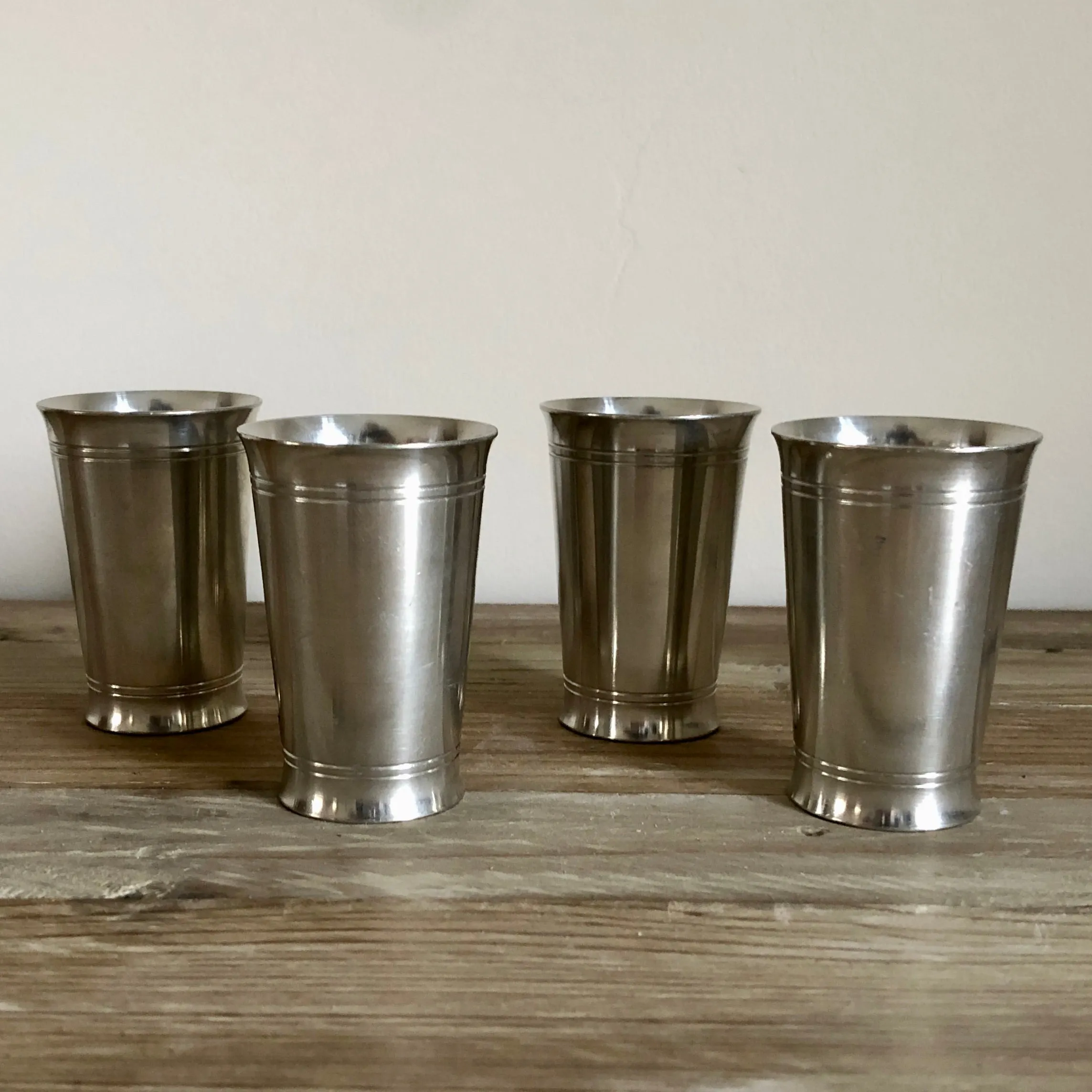 Turned Pewter Tumblers Set