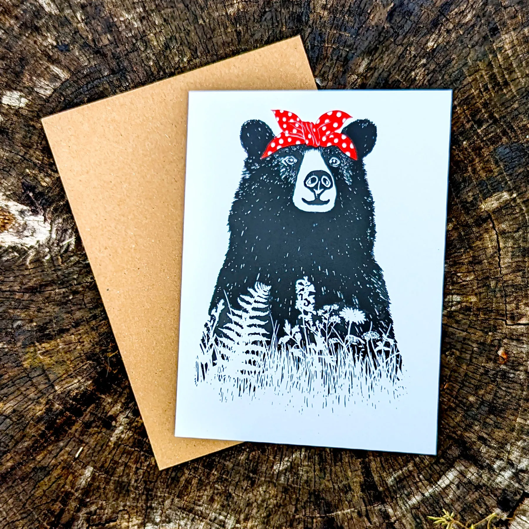 Westcoastees Bandana Bear Art Card