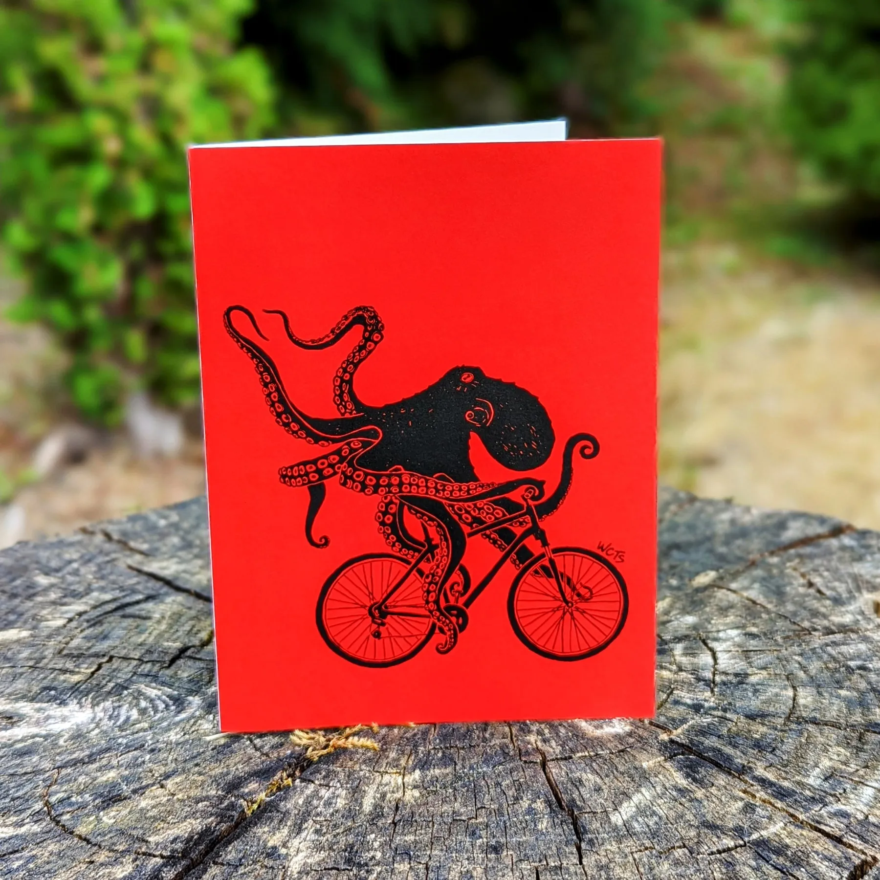 Westcoastees Biking Octopus Art Card