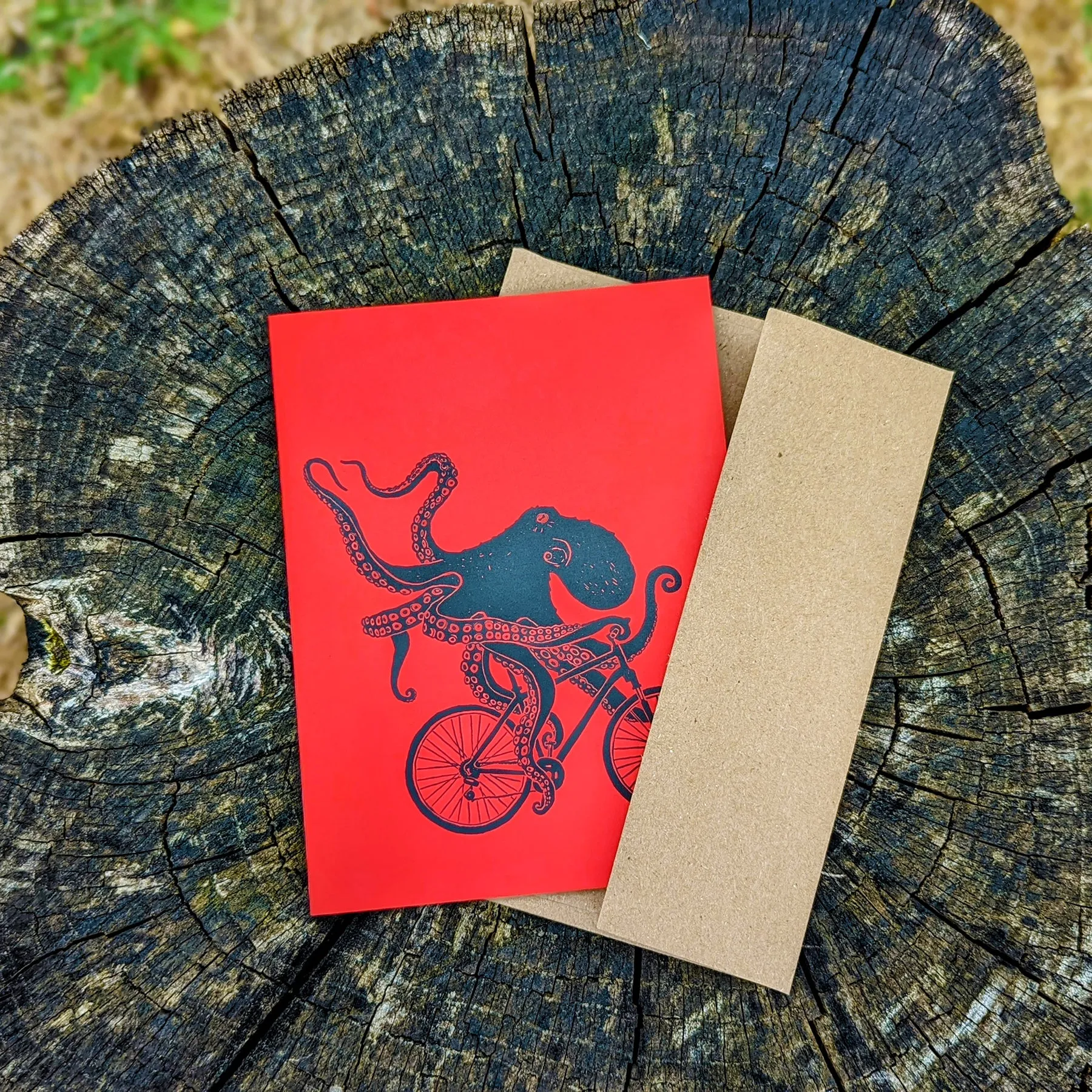 Westcoastees Biking Octopus Art Card