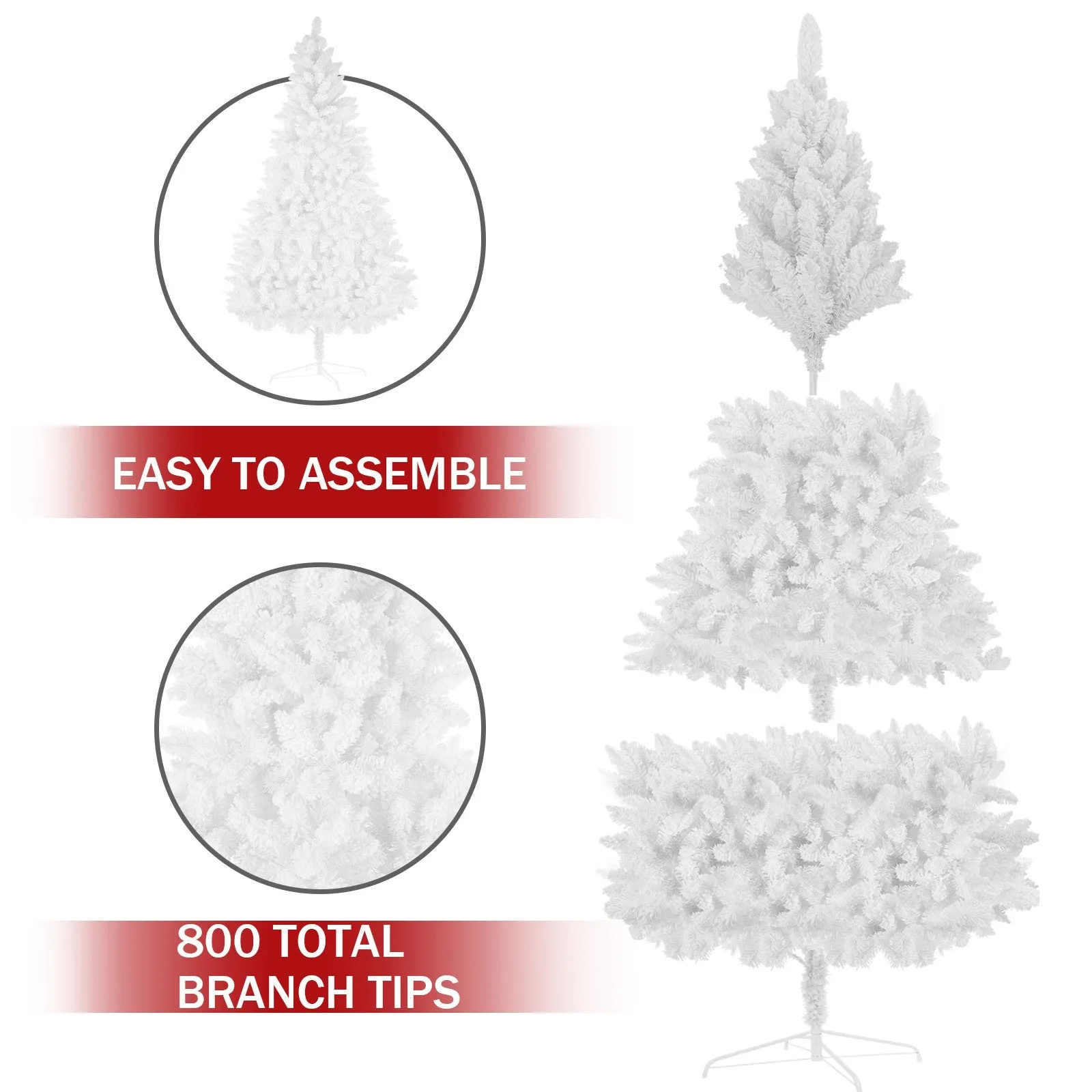 White Artificial Snow Flocked Christmas Tree, 7ft  Full Tree, With  Metal Stand