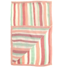 Ziggle Baby Pink, White, Green Stripes Blanket